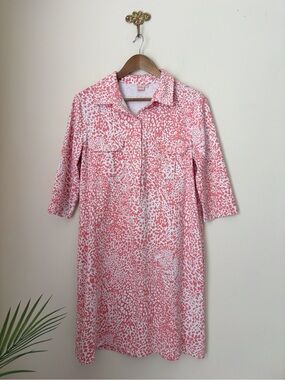 Persifor Pink Cheetah Print Henley Dress Large